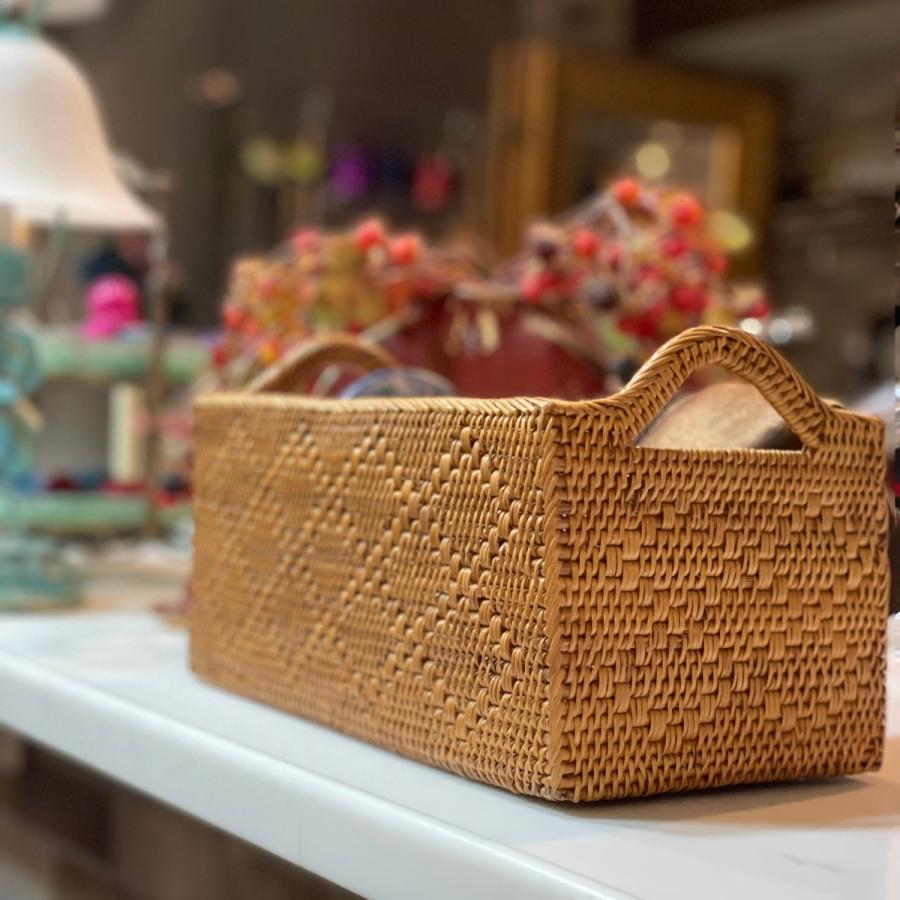 アタ雑貨 バリ島 エスニックインテリア 収納かご コスメBOX 裁縫箱