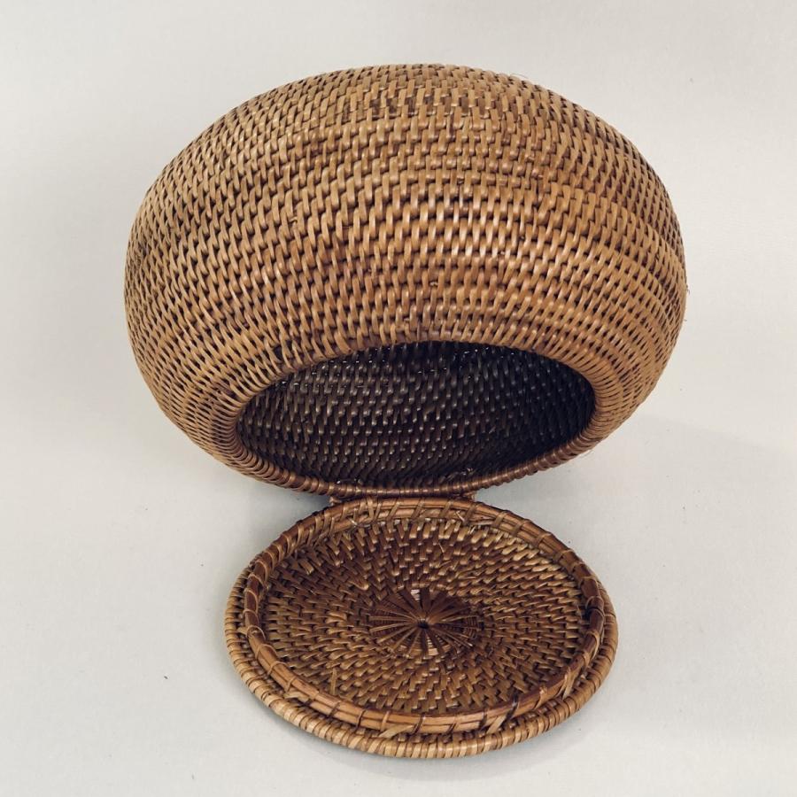 直径15cm)アタ雑貨 バリ島 フタ付 収納かご 小物入れ 丸型 直径15cm)アタ雑貨 バリ島 フタ付 収納かご 小物入れ 丸型