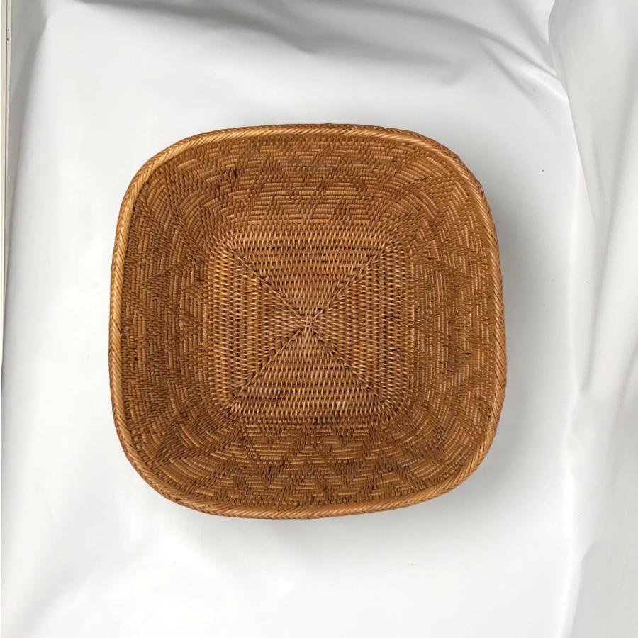 アタ雑貨 24cm角 四角小物入れ バリ島 収納かご アクセサリー入れ