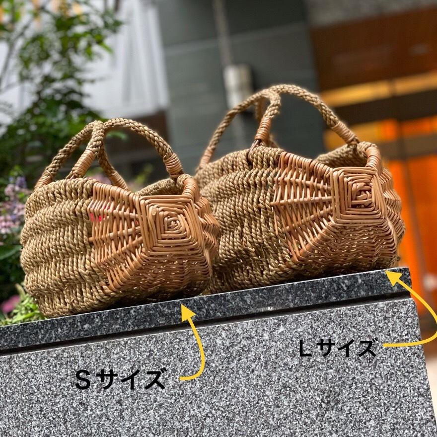 かごバッグ 当社オリジナル品 柳製 ラクビーボール型かごバッグ L