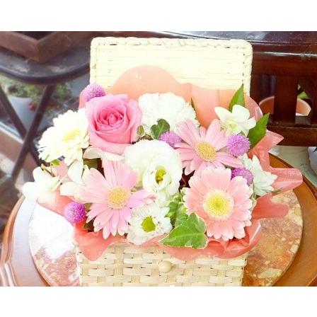 誕生日 花 プレゼント フラワーアレンジメント バスケット Mサイズ