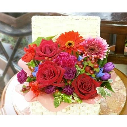 誕生日 花 プレゼント フラワーアレンジメント バスケット Mサイズ