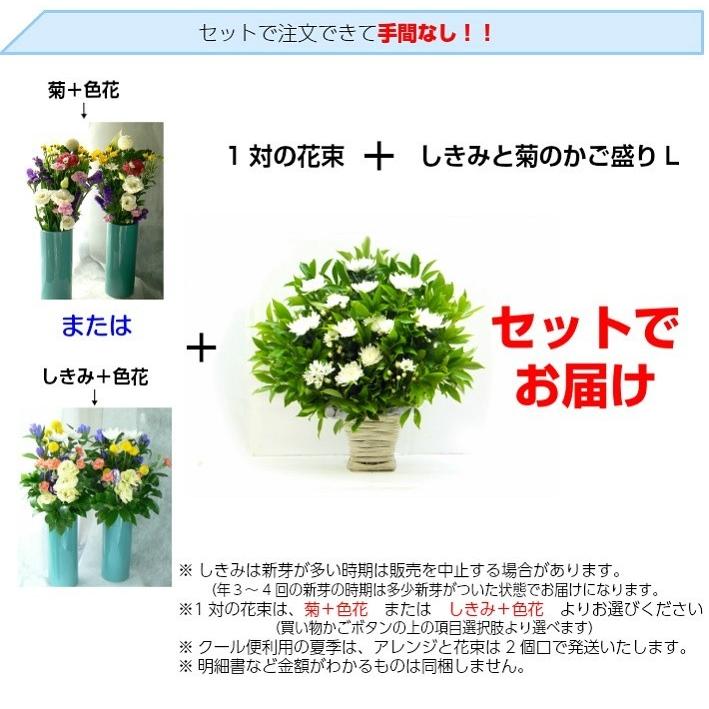 お供え お悔みの花 法要セット 菊・しきみアレンジ(大)と選べる一対