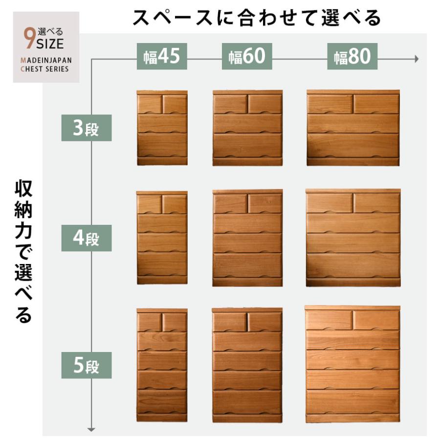 チェスト 箪笥 3段 4段 5段 桐タンス ローチェスト 幅45 幅60 幅80