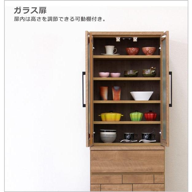 食器棚 ダイニングボード キッチンボード 幅60cm キッチン収納 高さ185cm 完成品 キッチン 収納 引出フルオープンレール シンクサイドラック 北欧 モダン 木製_2