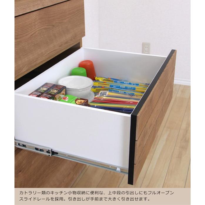 食器棚 ダイニングボード キッチンボード 幅60cm キッチン収納 高さ185cm 完成品 キッチン 収納 引出フルオープンレール シンクサイドラック 北欧 モダン 木製_4