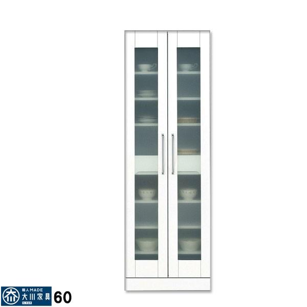 食器棚 カップボード ダイニングボード キッチンボード 60幅 幅60cm 高さ180cm 収納庫 ガラス扉 耐震ラッチ付 日本製 北欧 モダン 木製 ホワイト MDF