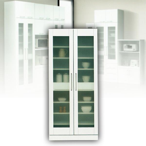 キッチン収納庫 キャビネット ８０ 食器棚 ホワイト 白 キッチンボード 完成品  北欧