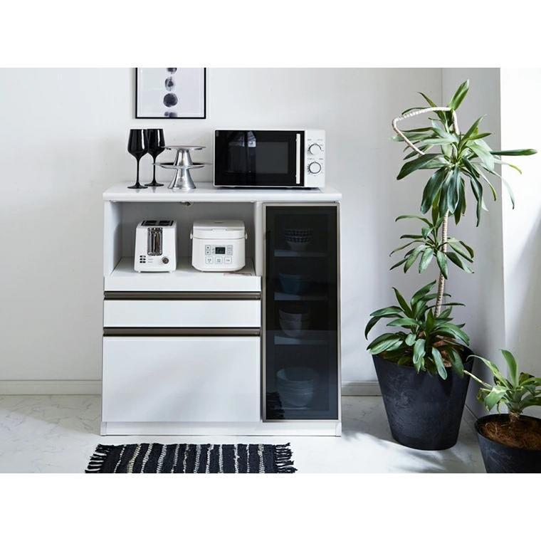 キッチンカウンター 食器棚 ハイタイプ 幅90 奥行45 開梱設置