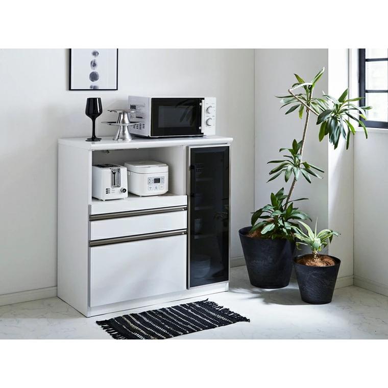 食器棚・キッチンカウンター kiy 食器棚 キッチンカウンター おしゃれ 幅180m ホワイト ブラック