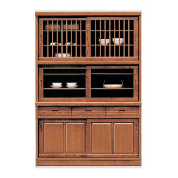 食器棚 ダイニングボード キッチンボード 135幅 幅135cm キッチン収納 カップボード 食器収納 ガラス扉 和風 モダン 木製 ライトブラウン タモ材 大川家具