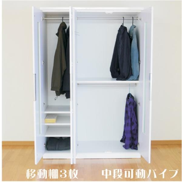 ワードローブ 服吊り クローゼット タンス 1幅 幅1cm 整理たんす 衣類収納 日本製 ロングミラー ネクタイ掛け付 2段服吊り 北欧 モダン ホワイト 大川家具 Sw 0073 大川家具matsumoto 通販 Yahoo ショッピング