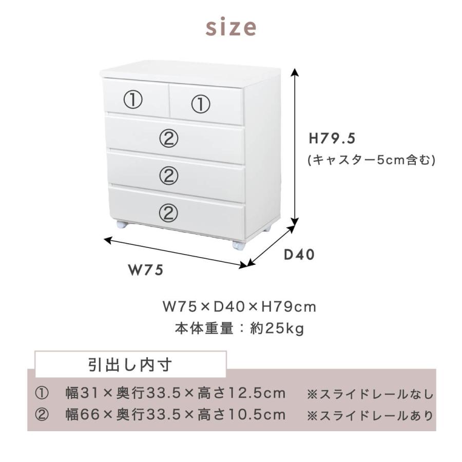 アルファタカバ チェスト 北欧 キャスター付 白 ホワイト 木製 完成品