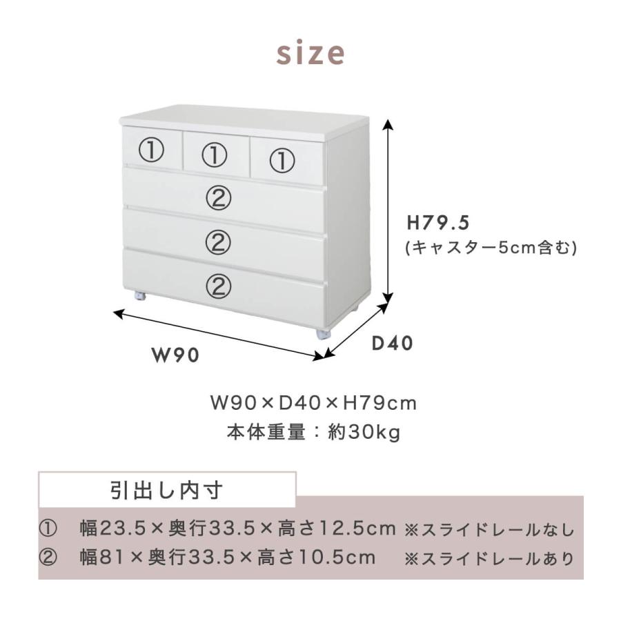 アルファタカバ チェスト 北欧 キャスター付 白 ホワイト 木製 完成品