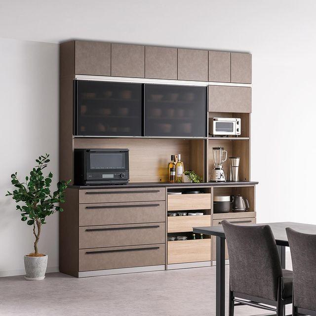 綾野製作所 キッチンボード 食器棚　幅140cm 綾野製作所 アデル 幅40cm 上キャビネット 開き戸 板扉 ドア