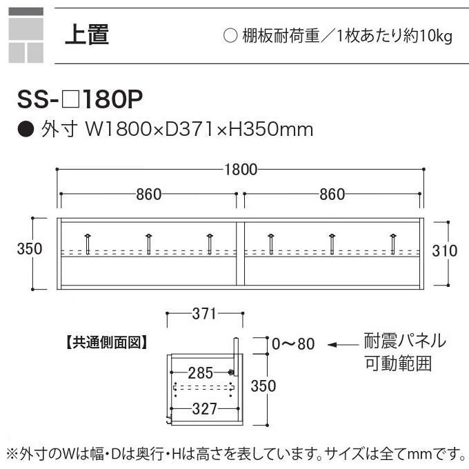 綾野製作所 アヤノ 上置 幅180cm 高さ35cm キッチン家具 耐震ラッチ付