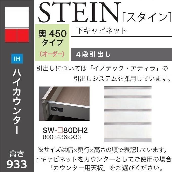 綾野製作所 下キャビネット 4段引出し 幅80cm スタイン キッチン 食器