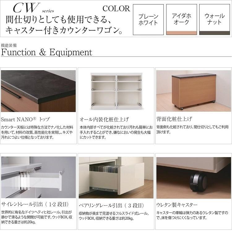 パモウナ カウンターワゴン 幅120cm キッチン家具 開き扉 家電収納