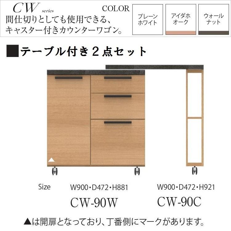 パモウナ カウンターワゴン 幅90cm キッチン家具 開き扉 家電