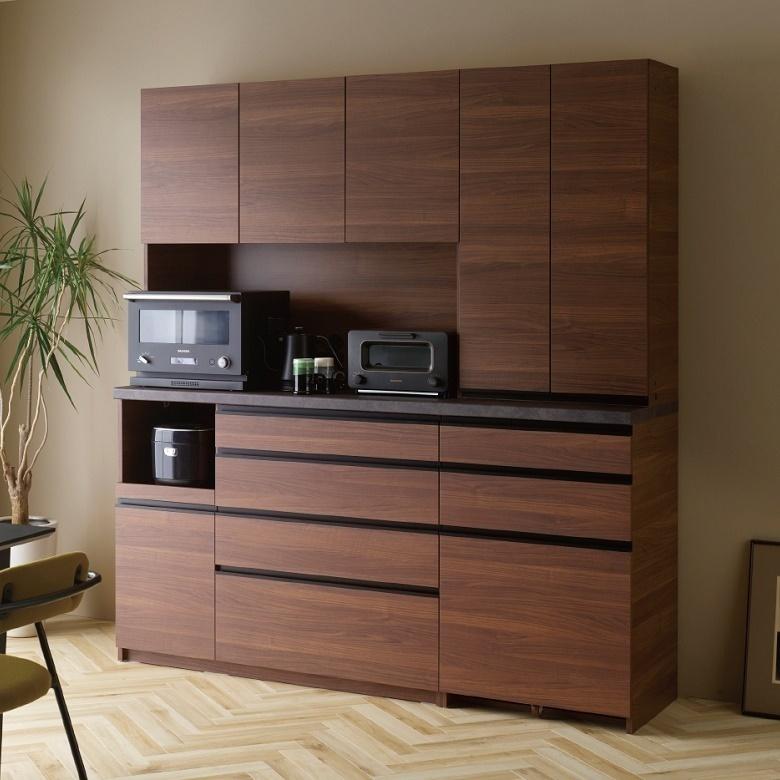 パモウナ 食器棚 幅60cm 奥行45cm キッチン 隠す収納 板戸 開き扉 台所