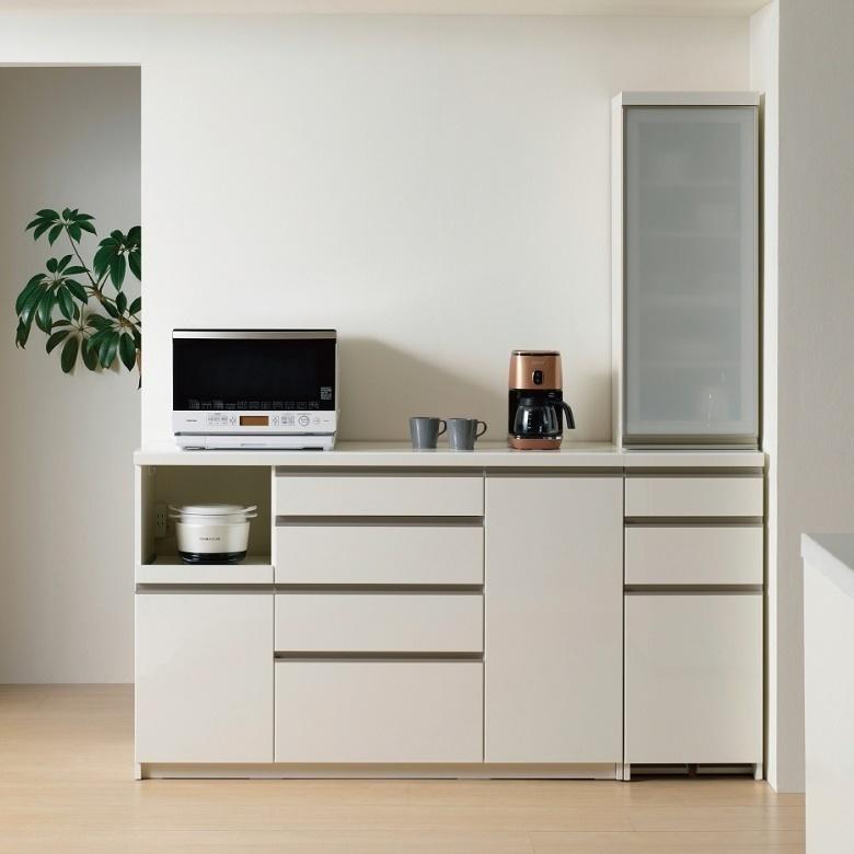 パモウナ キッチンカウンター 幅120cm 家電収納 食器棚 高さ