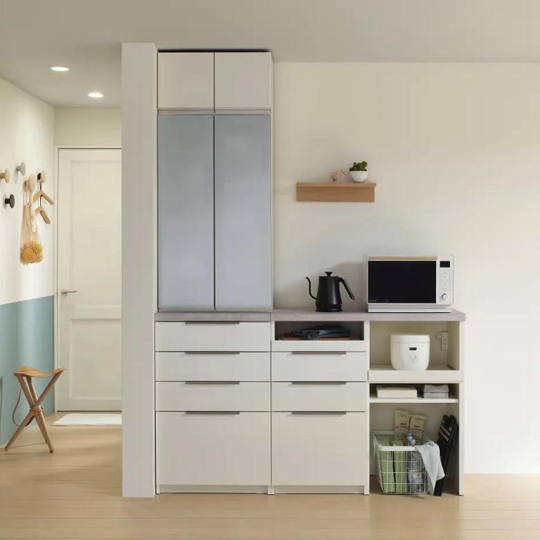 Pamouna(パモウナ) 食器棚 幅90上部スライド扉　キッチンカウンター Pamouna(パモウナ) 食器棚 幅90上部スライド扉 キッチン