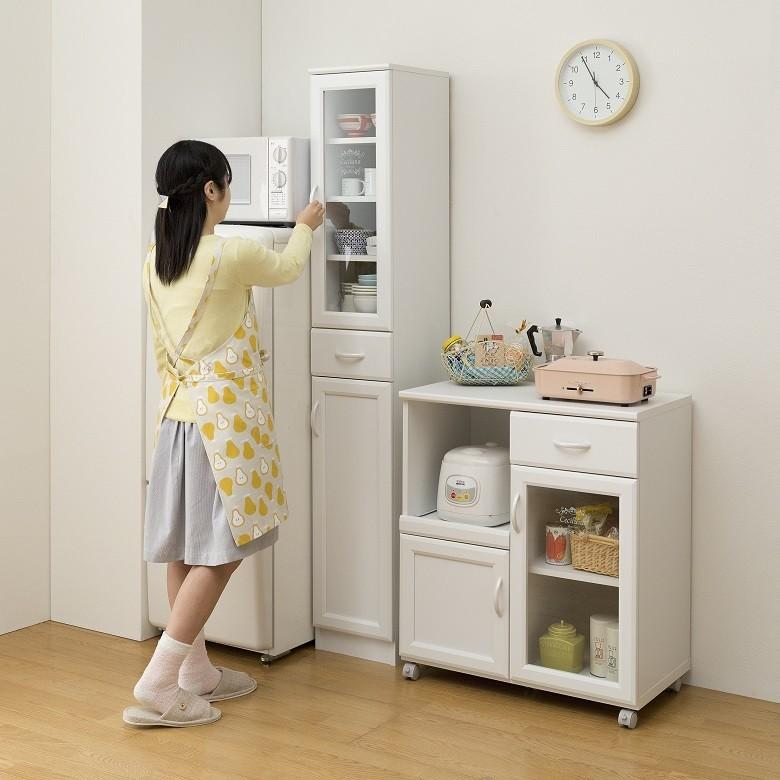 セシルナ カップボード キッチン収納 幅57cm 食器棚 台所家具 組立品 