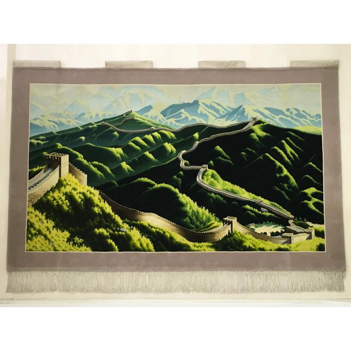 タペストリー ウール 中国段通 約243.7×150cm 風景 dt-046の画像