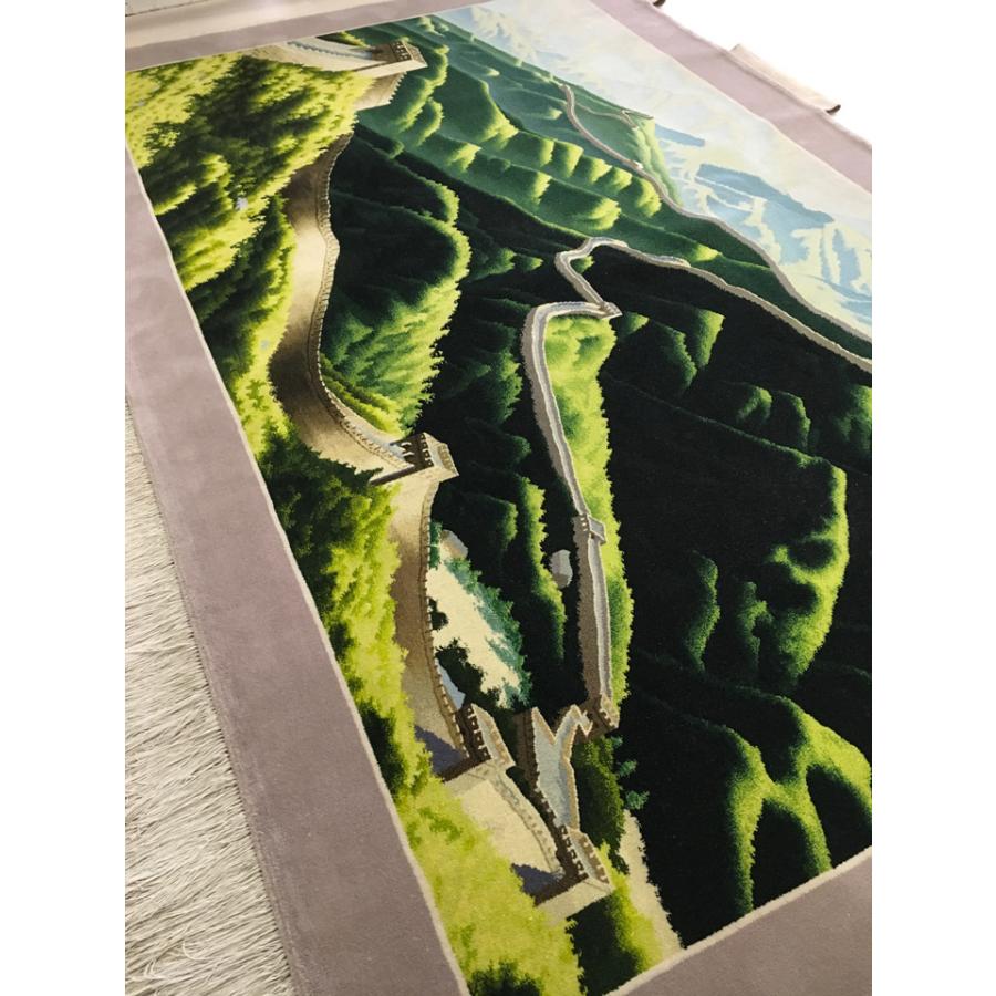 タペストリー ウール 中国段通 約243.7×150cm 風景 dt-046の画像