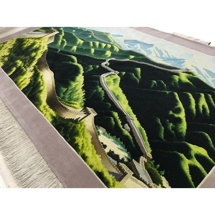 タペストリー ウール 中国段通 約243.7×150cm 風景 dt-046の画像