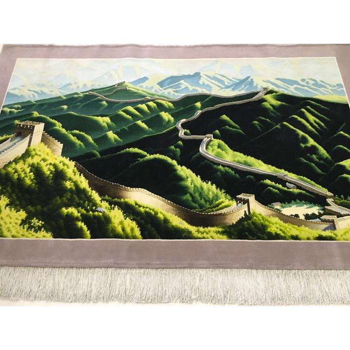 タペストリー ウール 中国段通 約243.7×150cm 風景 dt-046の画像