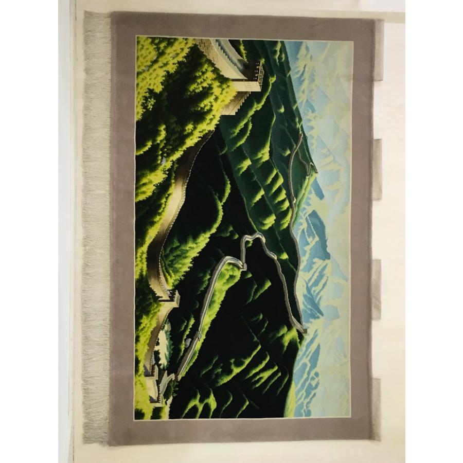タペストリー ウール 中国段通 約243.7×150cm 風景 dt-046の画像