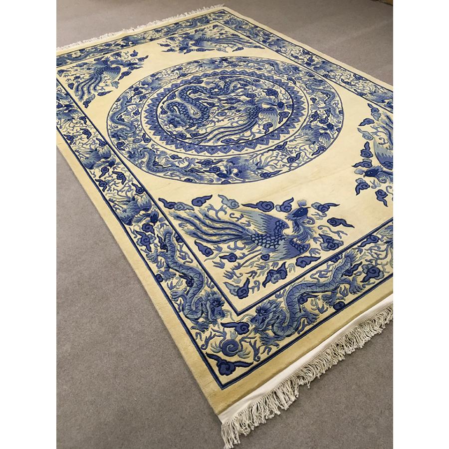 アクセント ラグ 絨毯 カーペット ウール 中国段通 約3畳 約182