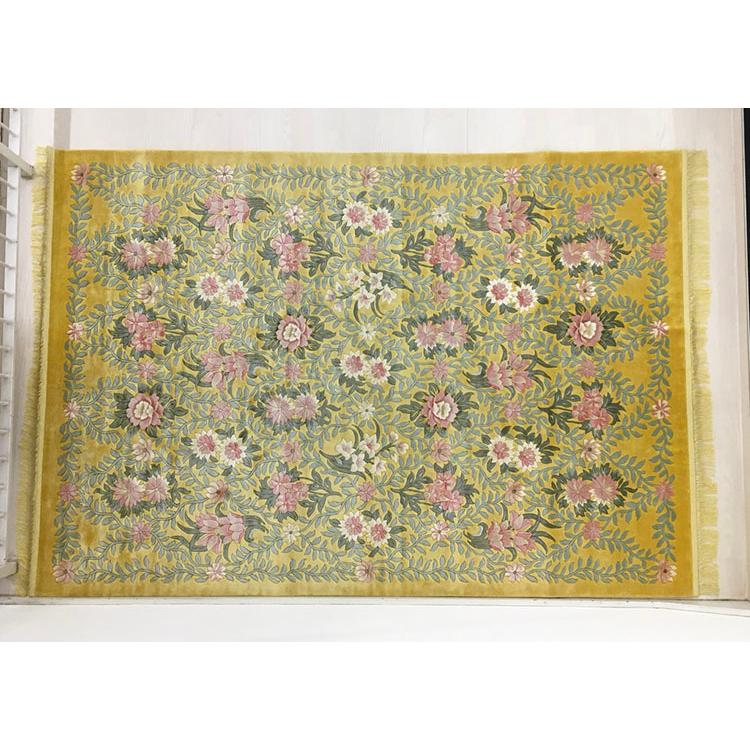 アクセント　ラグ　絨毯　カーペット　シルク　中国段通　約3畳　約169×246.5cm　120段　イエロー系　dt-1007_1