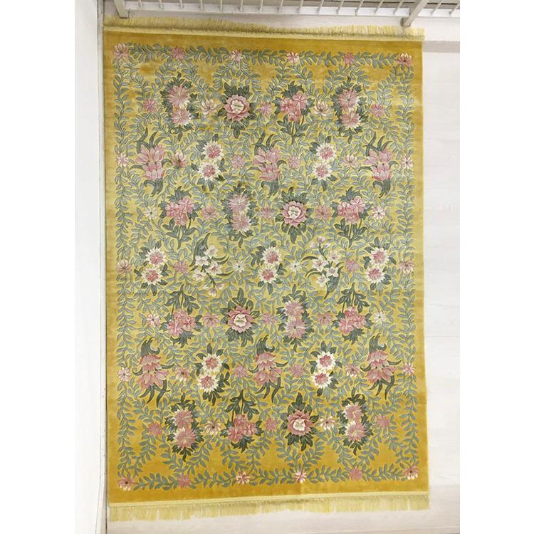 アクセント　ラグ　絨毯　カーペット　シルク　中国段通　約3畳　約169×246.5cm　120段　イエロー系　dt-1007_2