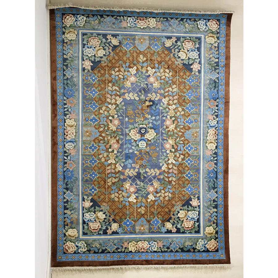 アクセント ラグ 絨毯 カーペット シルク 中国段通 約3畳 約164×242cm
