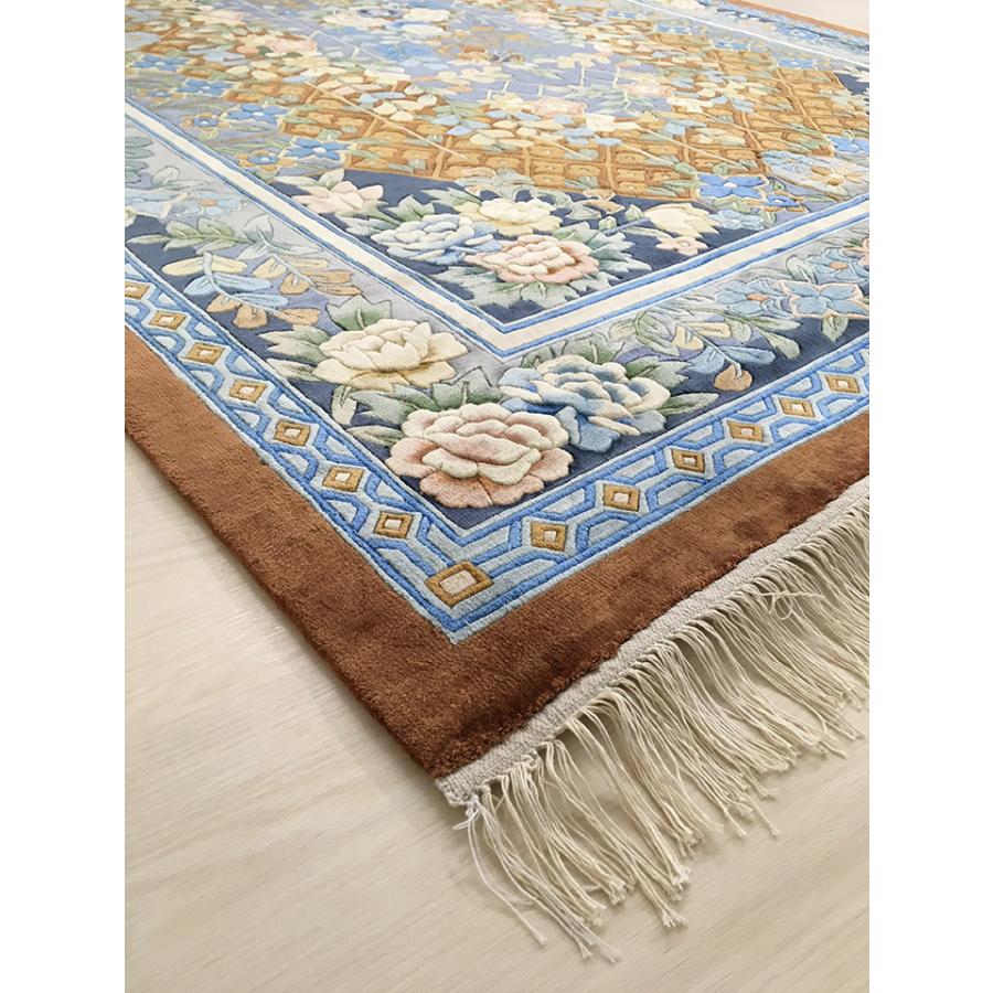 アクセント ラグ 絨毯 カーペット シルク 中国段通 約3畳 約164×242cm