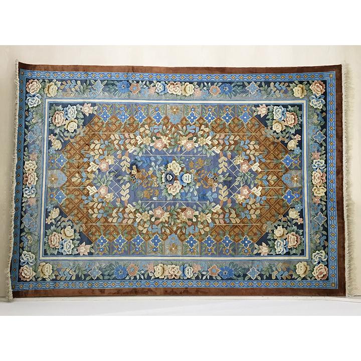 アクセント ラグ 絨毯 カーペット シルク 中国段通 約3畳 約164×242cm