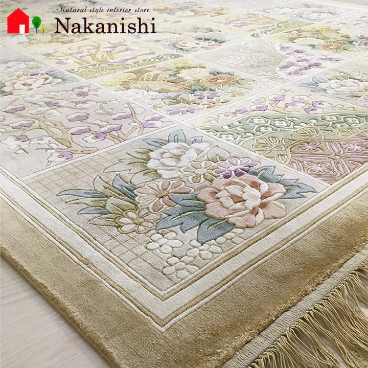 値下げ　中国シルク　シルク100% 　絨毯　ラグ　玄関マット　カーペット 楽天市場】【中国段通 シルク 玄関マット】「気品」絨毯