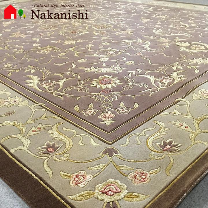 アクセント ラグ 絨毯 カーペット ウール シルク 中国段通 約6畳 約246