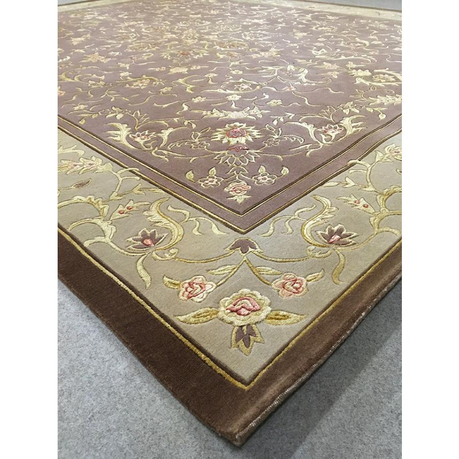 アクセント ラグ 絨毯 カーペット ウール シルク 中国段通 約6畳 約246