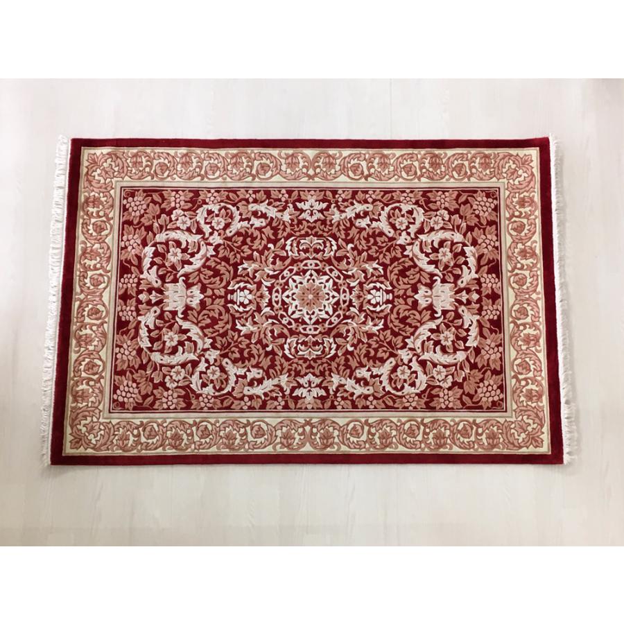 アクセント ラグ 絨毯 カーペット シルク 中国段通 約123×185cm 120段