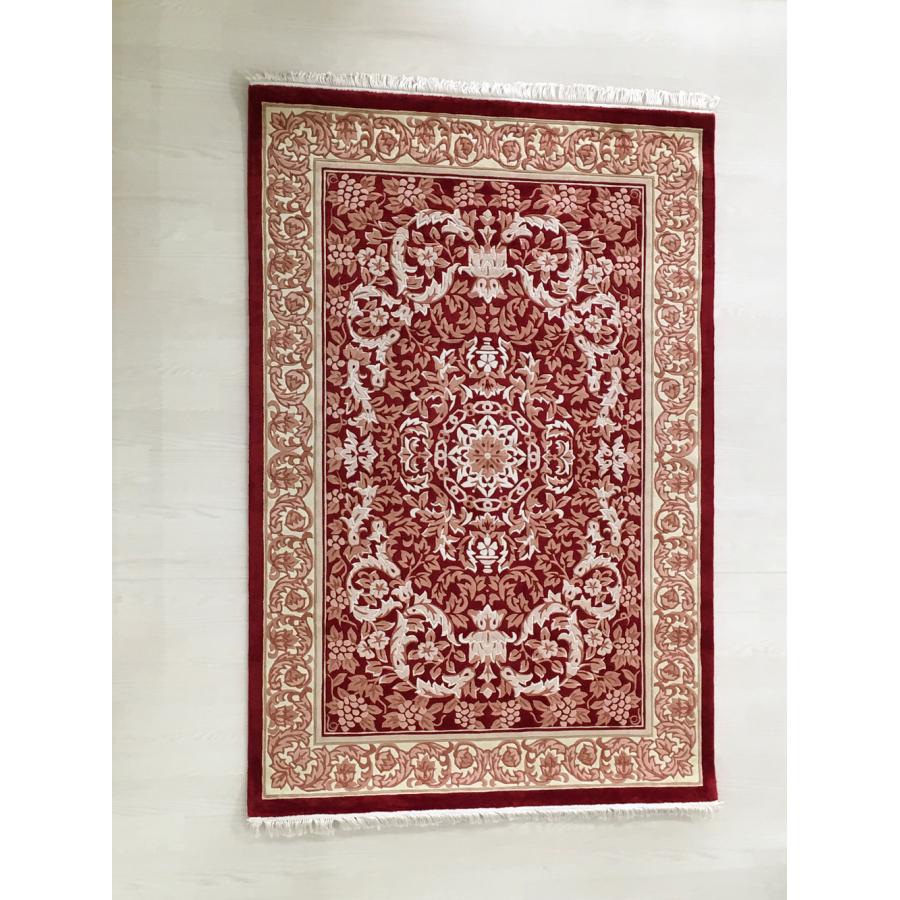 アクセント ラグ 絨毯 カーペット シルク 中国段通 約123×185cm 120段