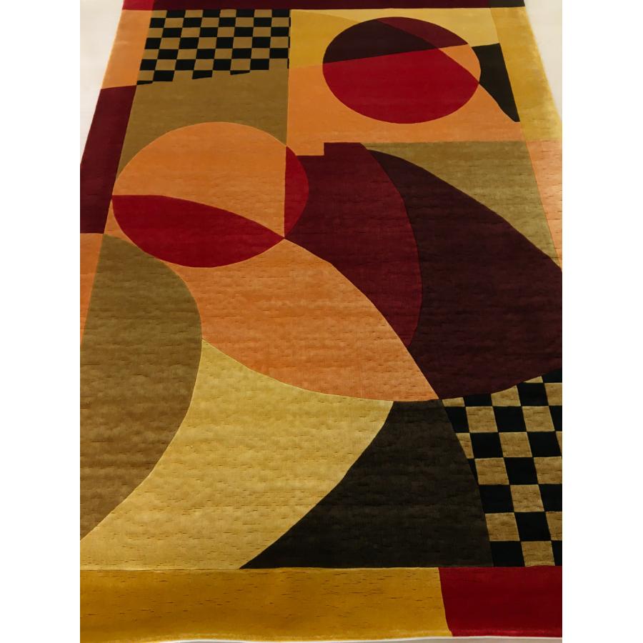 アクセント ラグ 絨毯 カーペット シルク 中国段通 四川 約137×198cm 
