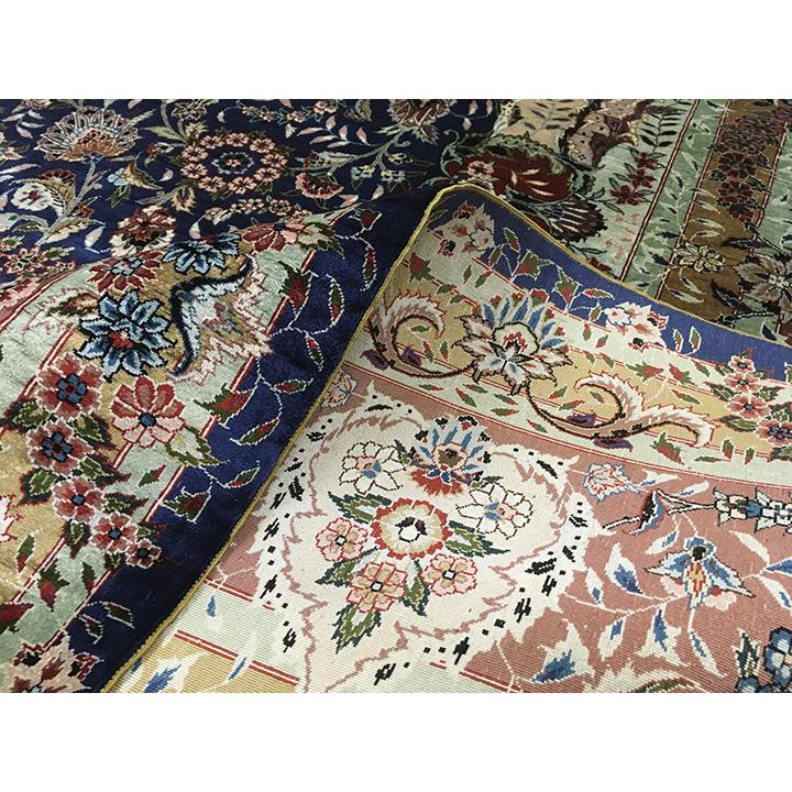 アクセント ラグ 絨毯 カーペット シルク 四川 中国段通 約4畳 約214×308.5cm 300段 マルチカラー dt-201の画像