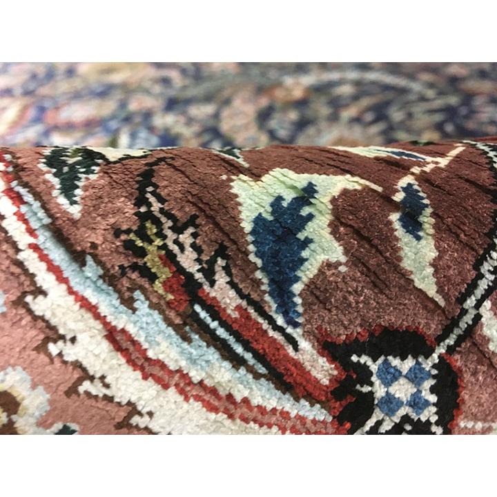 アクセント ラグ 絨毯 カーペット シルク 四川 中国段通 約4畳 約214×308.5cm 300段 マルチカラー dt-201の画像