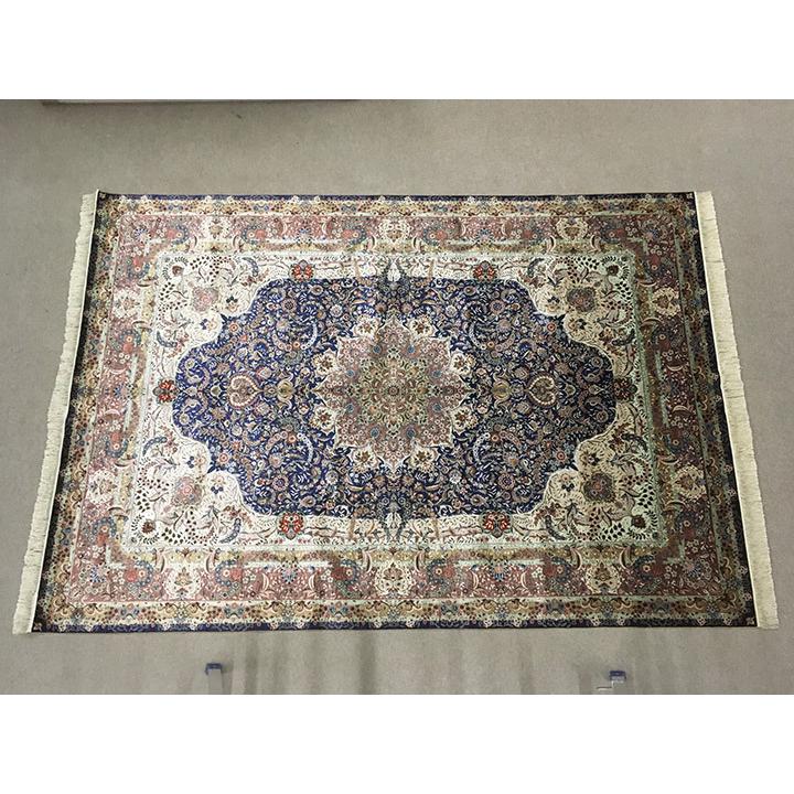アクセント ラグ 絨毯 カーペット シルク 四川 中国段通 約4畳 約214×308.5cm 300段 マルチカラー dt-201の画像