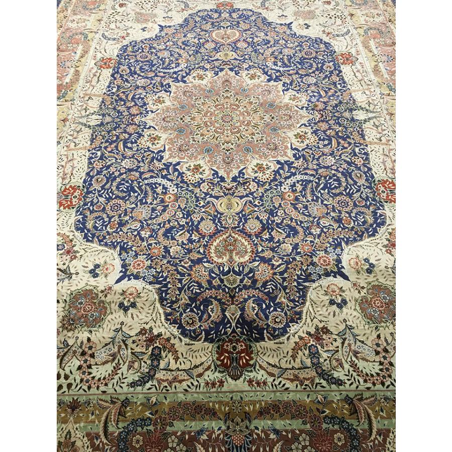 アクセント ラグ 絨毯 カーペット シルク 四川 中国段通 約4畳 約214×308.5cm 300段 マルチカラー dt-201の画像