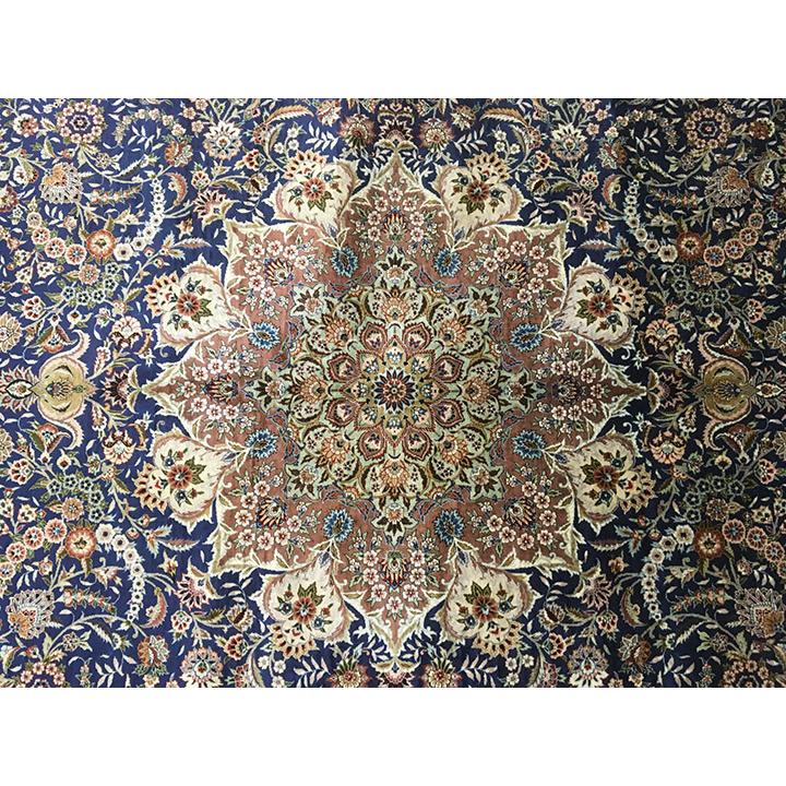 アクセント ラグ 絨毯 カーペット シルク 四川 中国段通 約4畳 約214×308.5cm 300段 マルチカラー dt-201の画像