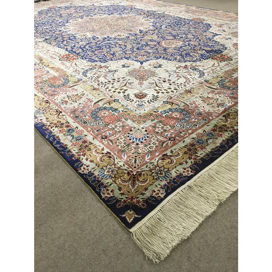アクセント ラグ 絨毯 カーペット シルク 四川 中国段通 約4畳 約214×308.5cm 300段 マルチカラー dt-201の画像